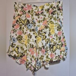 Joe Fresh White Floral Tie-Front Shorts with Pastel Blooms